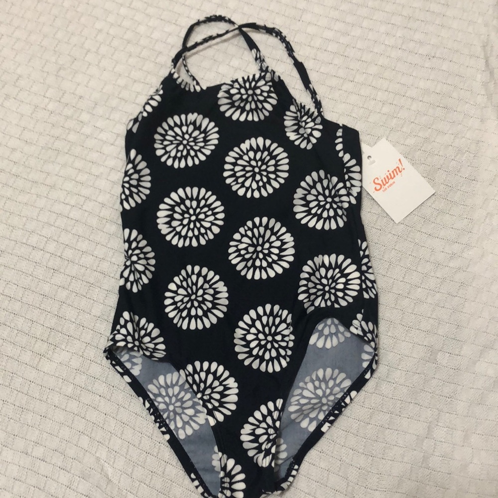 Girls navy and white swimsuit
